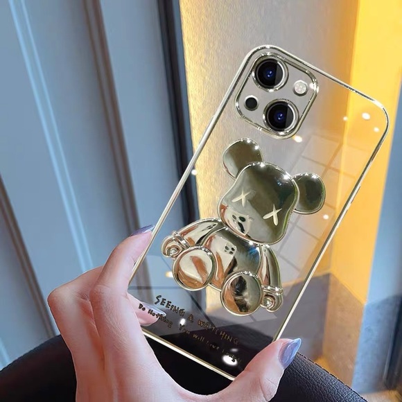 Electroplate Silver Violent Bear in Transparent Background iPhone Case - Picture 3 of 5